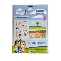 Treatsfromoz Bluey Stick A Scene Activity Set 40 Stickers + 2 Scenes