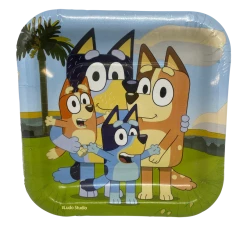 Treats From Oz Bluey Square Paper Plate 17cm (8 Pack)