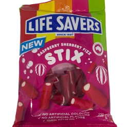 Mars Lollies Life Savers Stix Sherbert Fizz Raspberry 220g