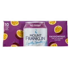 Mount Franklin Lightly Sparkling Passionfruit 375ml X10 Pack Drinks