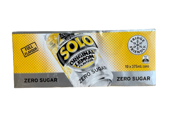 Drinks Schweppes Solo Original Lemon Flavour Zero Sugar 10x375ml 3 Drinks Schweppes Solo Original Lemon Flavour Zero Sugar 10x375ml