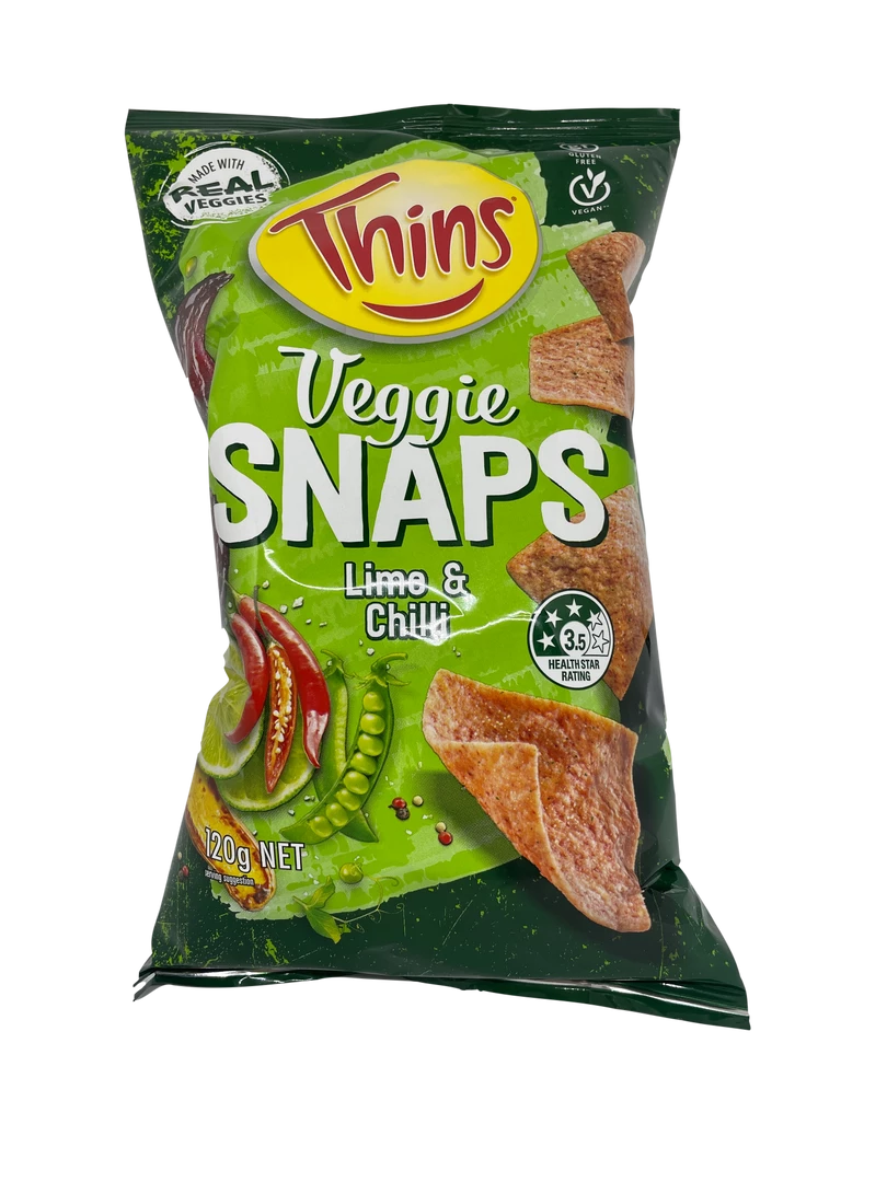 Chips Thins Veggie Snaps Chilli & Lime 120g 3 Chips Thins Veggie Snaps Chilli & Lime 120g