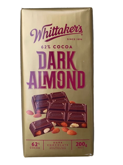 Whittakers Dark Almond Dark Chocolate Block 200g 3 Whittakers Dark Almond Dark Chocolate Block 200g