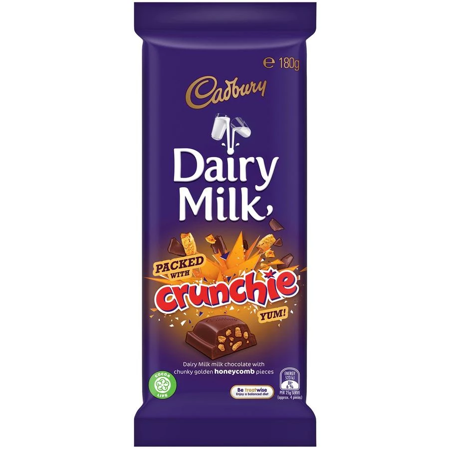 Chocolate Cadbury Crunchie Block 180g 3 Chocolate Cadbury Crunchie Block 180g